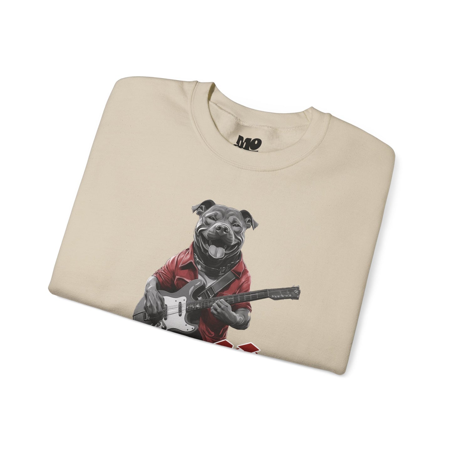 Rock Hound Dog on Guitar - Unisex Crewneck Sweatshirt