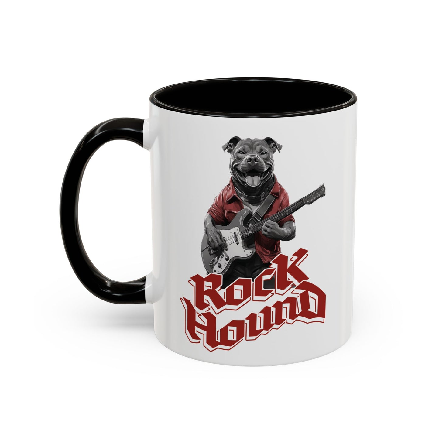 RockHound Dog on Guitar Ceramic Mug 11oz