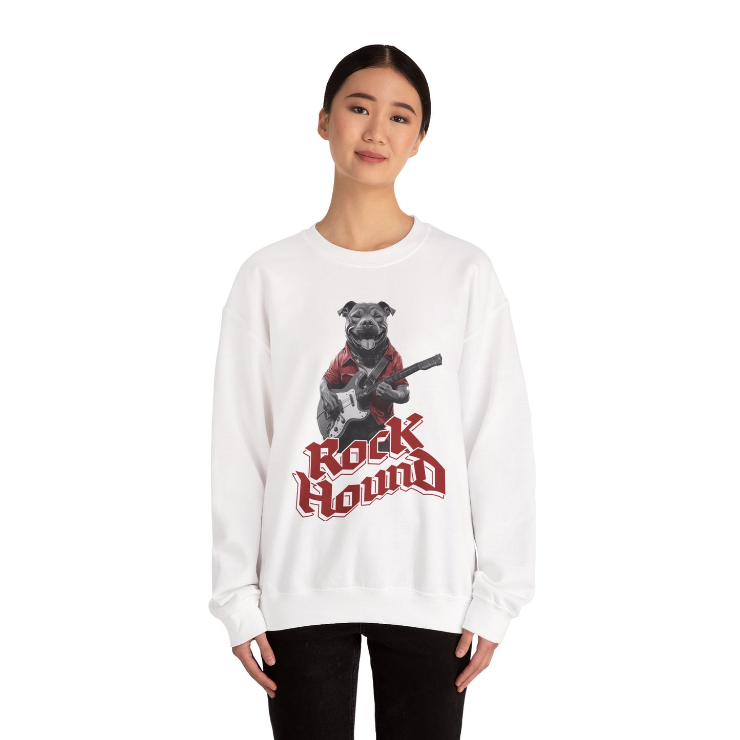 Rock Hound Dog on Guitar - Unisex Crewneck Sweatshirt