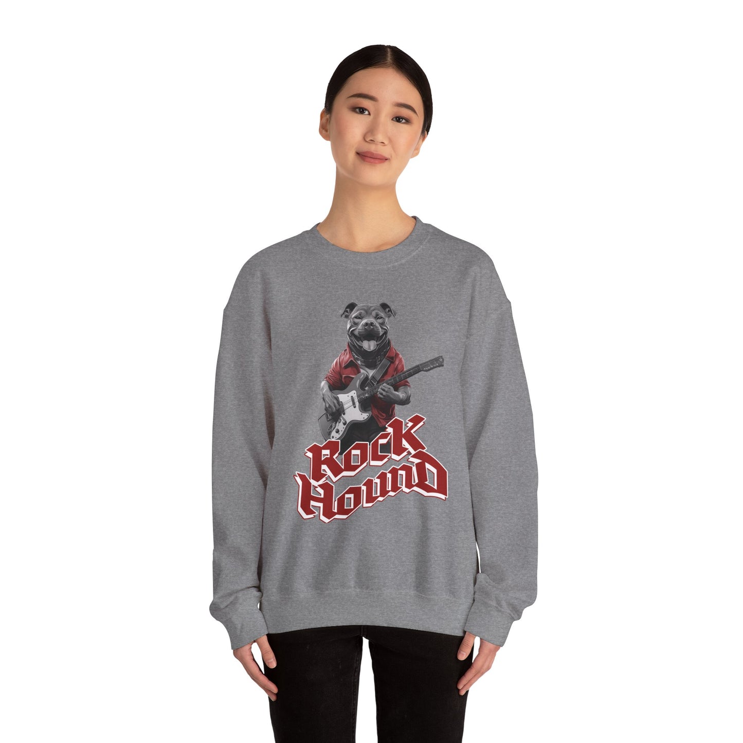 Rock Hound Dog on Guitar - Unisex Crewneck Sweatshirt