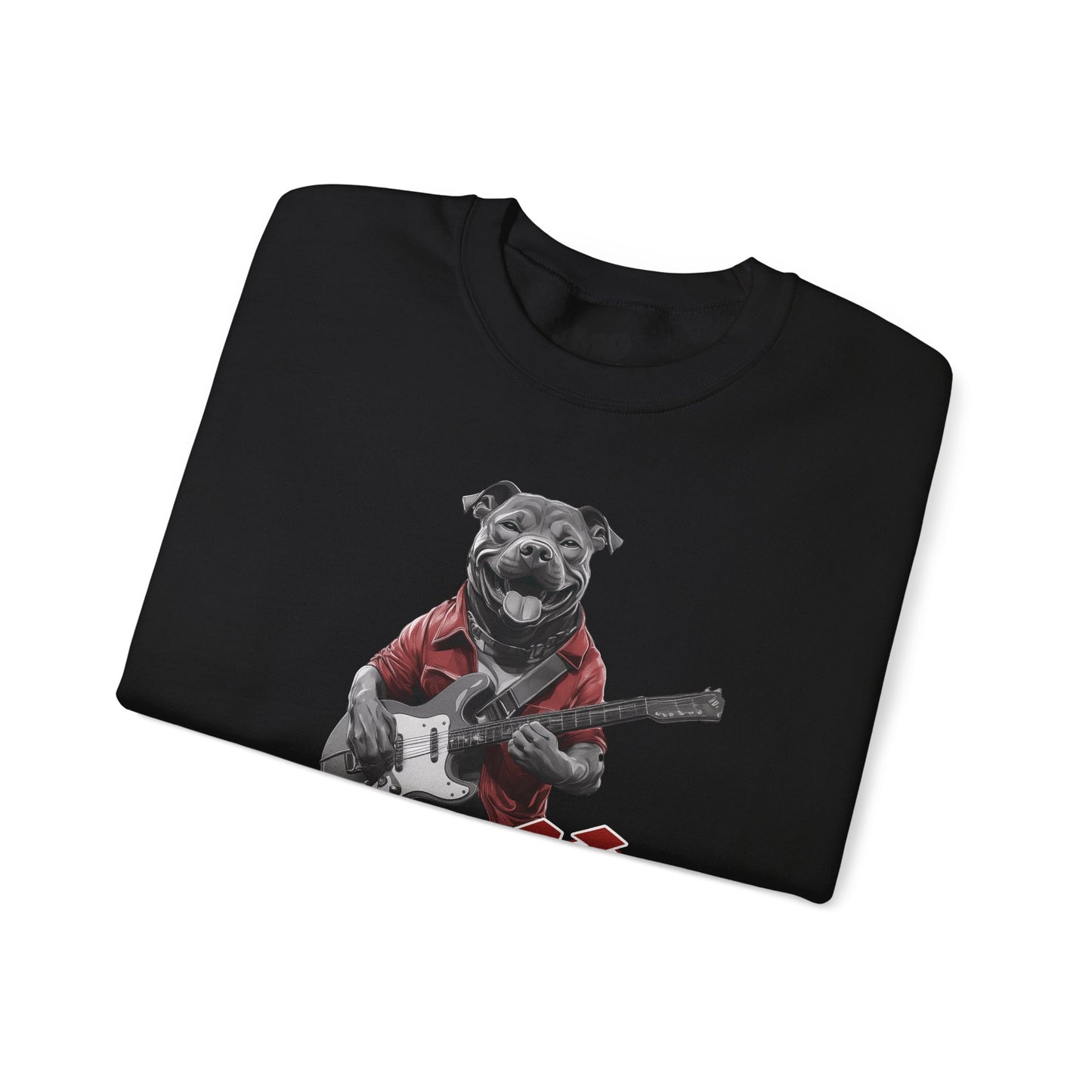 Rock Hound Dog on Guitar - Unisex Crewneck Sweatshirt