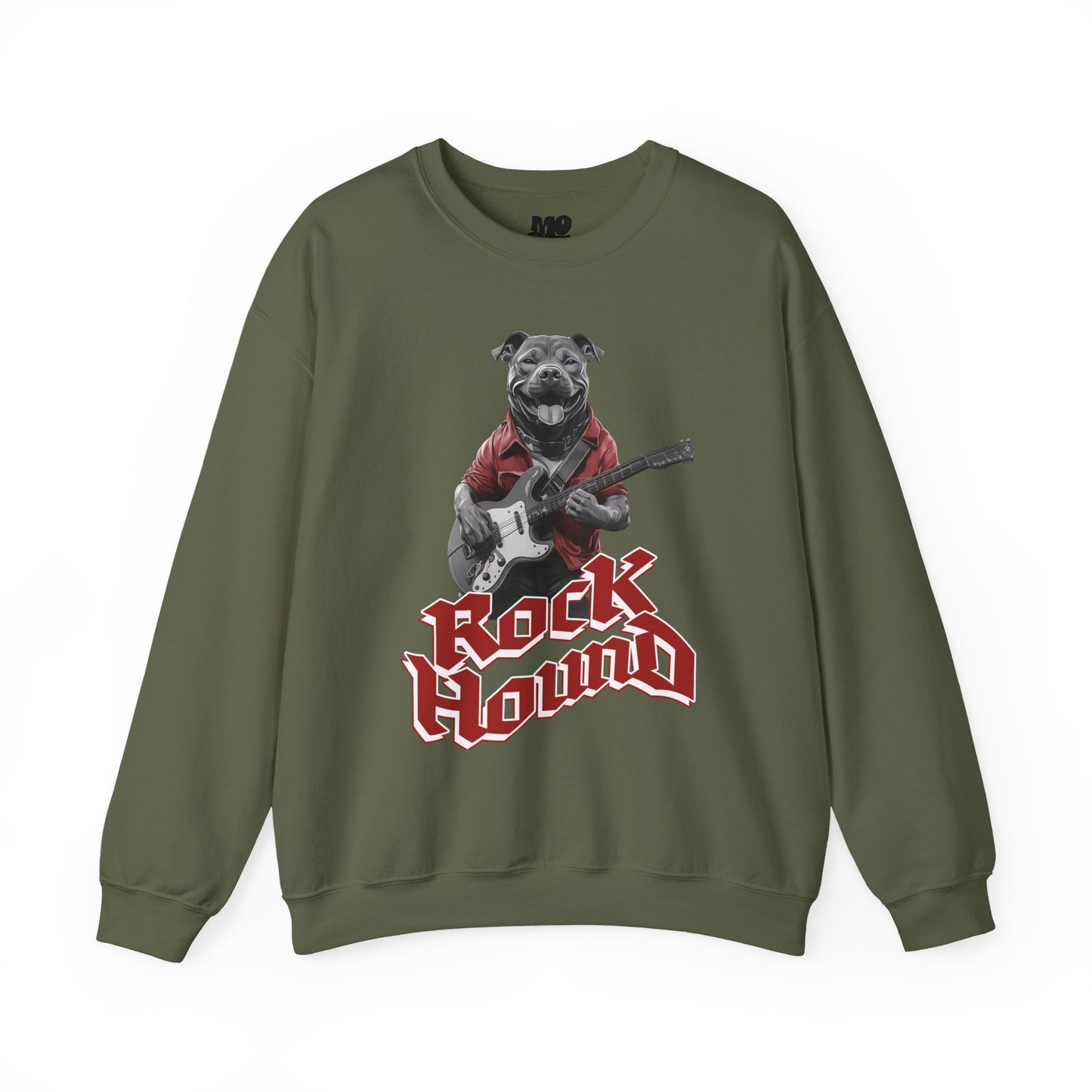 Rock Hound Dog on Guitar - Unisex Crewneck Sweatshirt