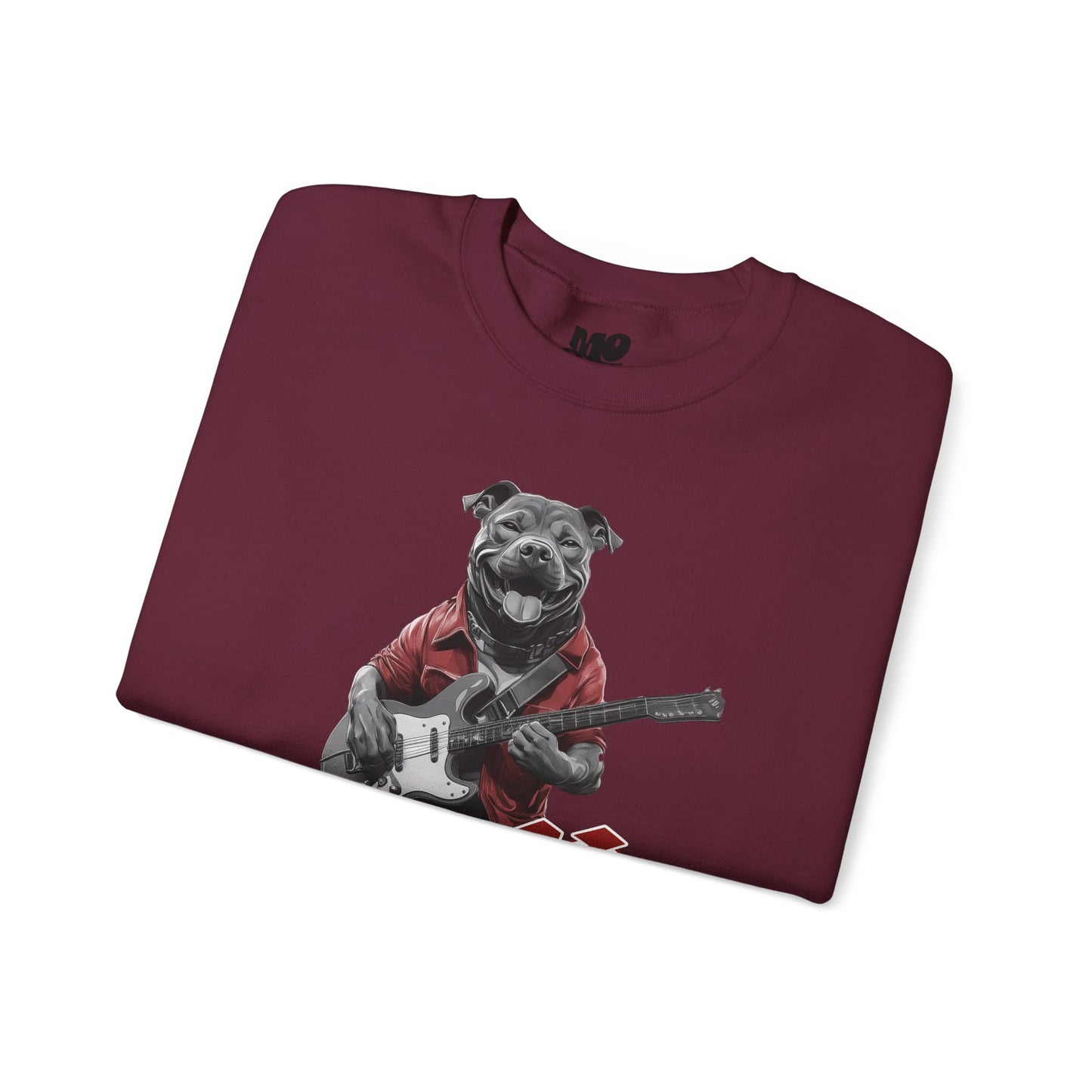 Rock Hound Dog on Guitar - Unisex Crewneck Sweatshirt
