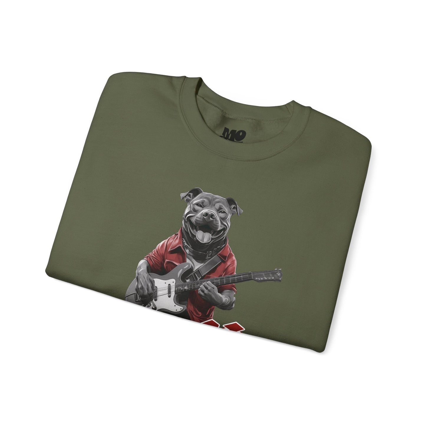 Rock Hound Dog on Guitar - Unisex Crewneck Sweatshirt