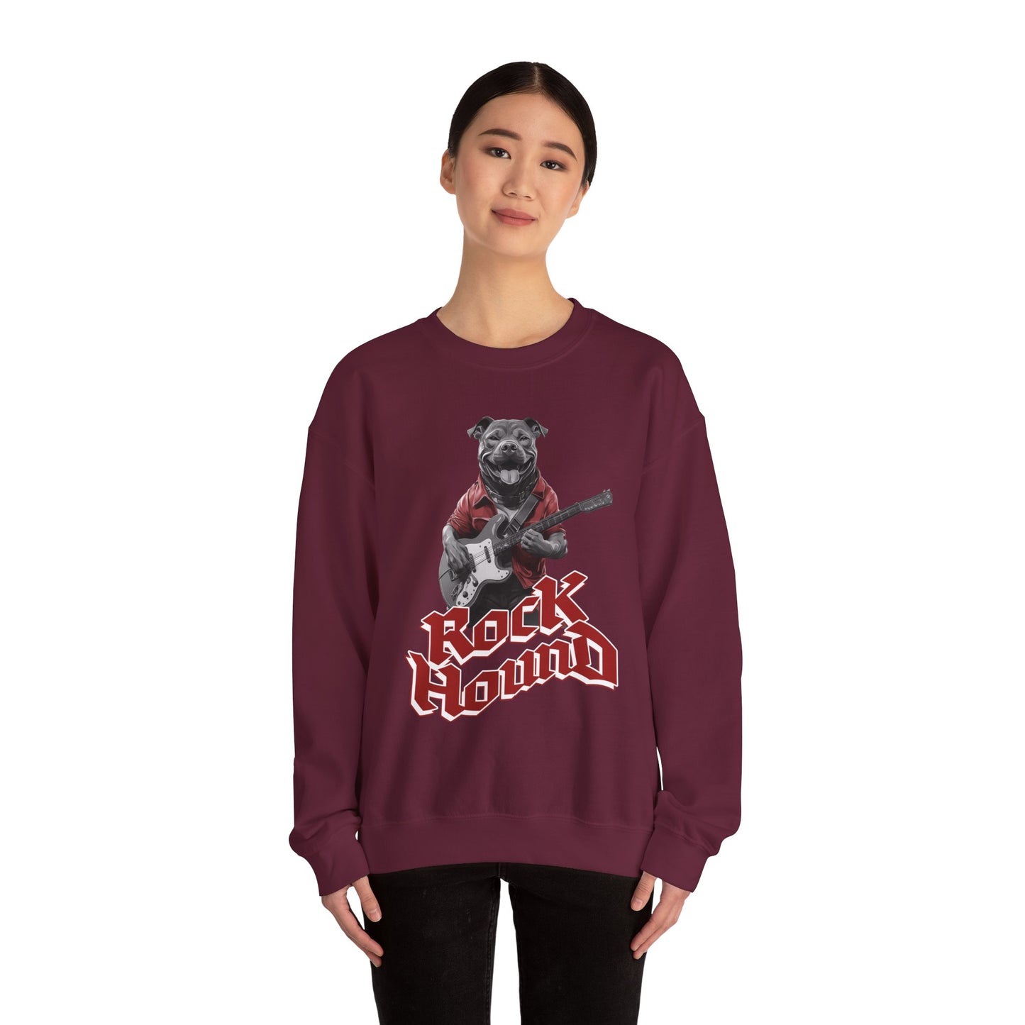 Rock Hound Dog on Guitar - Unisex Crewneck Sweatshirt