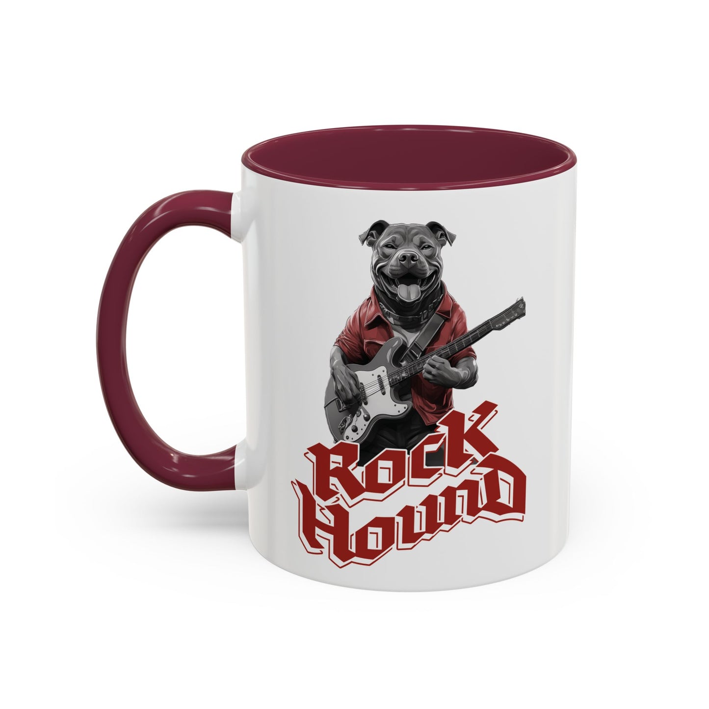 RockHound Dog on Guitar Ceramic Mug 11oz