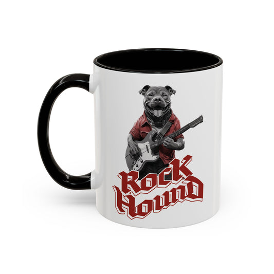 RockHound Dog on Guitar Ceramic Mug 11oz