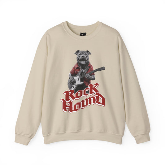 Rock Hound Dog on Guitar - Unisex Crewneck Sweatshirt
